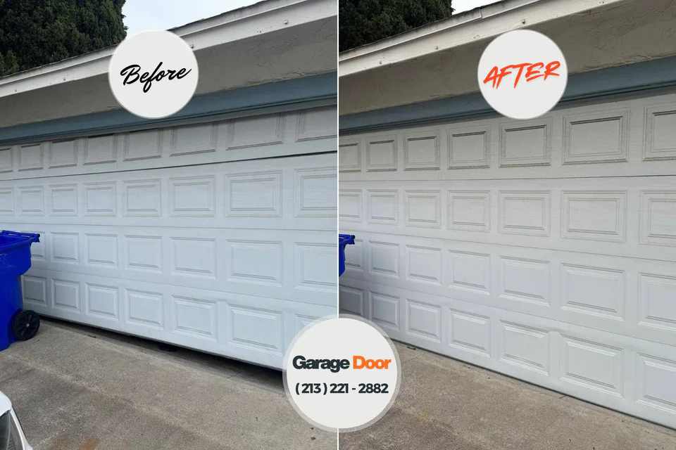 Before and after: garage door repair Los Altos Hills, CA